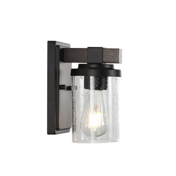 Bungalow Iron/Seeded Glass Rustic Farmhouse LED Vanity Light - JONATHAN Y